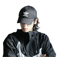 adidas 愛迪達 LOGO刺繡棒球帽, 黑色