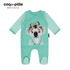 【COQENPATE】法國有機棉嬰幼兒連身裝睡衣套裝組(附帽)