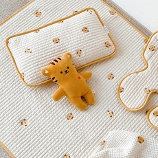 嬰幼兒絎縫枕芯 動物刺繡純棉寶寶枕頭, 老虎