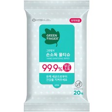 그린핑거 손소독 물티슈 휴대형, 20개입, 2개