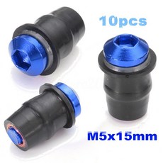 오토바이 윈드스크린 볼트 너트 볼트 나사 키트 범용 액세서리 M5x15mm 세트당 10 개, Blue, 10개