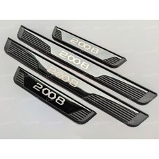 도어 스커프 스텝 가드 발판 문턱 호환 푸조 2008 GT 자동차 씰 프로텍터 플레이트 악세서리 페달 스티커 2021 2020 2019 2018 2017 2015 2016, CHINA, Black