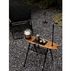 캠핑테이블 휴대용 일체형 티테이블 높이조절 접이식, 원목색 비늘 테이블+망사+등스탠드+스토브