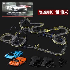 카레이싱 트랙 세트 배틀 자동차 레일 경주용 RC카 조립식 미니카 도로, 전기+자동차4대(브러쉬20개/가이드4개), 1세트, 18m 트랙