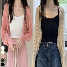 도모아 볼레로 봄 가디건 가을 얇은 그물 아우터 니트 여자 카디건