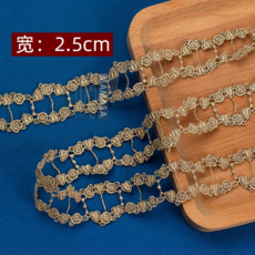 MAMASA 玫瑰金金線水溶刺繡花邊 DIY手工蕾絲花邊, #40玫瑰金【長45.5釐米】多拍不剪斷