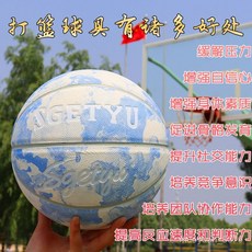 AOOE 籃球真皮比賽手感高彈成人7號兒童5號幼兒園中學6號學生, 【啞光黑】培養合作精神,5號藍球【送球針+網兜+打氣筒+球包】, 1個