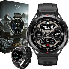 군용 GPS 스마트워치 1.43인치 AMOLED 항상 켜짐 디스플레이 내장 나침반 고도계 기압계 피트니스경로 추적기 블루투스 통화 150개 이상의 스포츠 모드 IP69K 방수