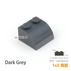 20 개/몫 DIY 블록 빌딩 벽돌 Radian 1X2 교육 조립 건설 완구 어린이를위한 크기 호환 브랜드, 10 Dark Grey