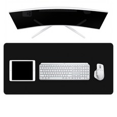 리팟 가죽 데스크 매트 와이드 장패드 마우스패드 논슬립 키보드패드, 블랙