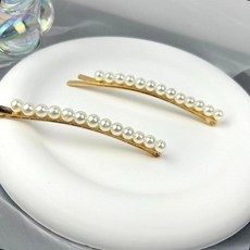 진주 장식 곡선형 금속 헤어핀 실핀 여성 머리 고정, 1개, 상세페이지 참조