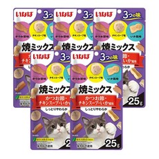 이나바 야끼믹스 고양이 마약간식 5종 콤보세트, 1개, 야끼믹스 가다랑어포&오징어&치킨스프 5개, 25g