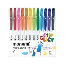 모나미 이지클릭 보드마카 12종 세트, 혼합색상, 1세트
