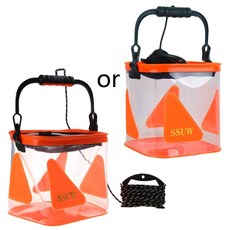 사용하기 쉬운 휴대용 EVA 캠핑 낚시 통 물고기 라이브 미끼 물 용기, 주황색, 20CM