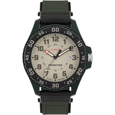Timex 남성용 익스페디션 아카디아 42mm 시계 - 그린 스트랩 내추럴 다이얼 케이스 그린/그린/내추럴 모던.
