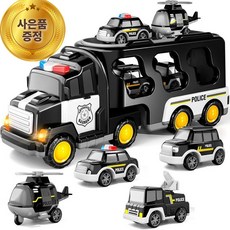[불빛+음악] 도담도담 대형 풀백 미니카 수납 운송트럭 어린이완구 선물, 1세트, 경찰차
