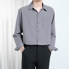 男士長袖襯衫 春秋休閒寬鬆襯衣 日系港風抗皺大碼