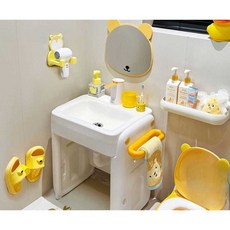 어린이 유아 아기 세면대 욕실 손닦기 미니 소형, 1개, 다기능 세면대 + 푸우 거울