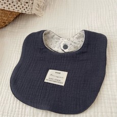 寶寶圍兜/嬰兒圍兜/ 口水巾/ 防吐奶圍兜 雙面 I96007, 水泥灰-花枝, 1個