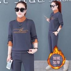 加絨加厚 冬季保暖運動套裝女 刷毛衛衣 長褲兩件套 禦寒穿搭 冬天不怕冷 a0127