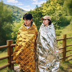 OFFHOLIC 긴급상황 체온 보존 담요 보온 SOS 비상용, 5개, 골드