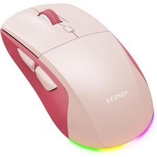 신다 MOU110 무선 블루투스 마우스 충전식 RGB 무소음 2.4G USB 및 지원 3단계 DPI 오른손 인체공학 노트북 아이패드 맥북 데스크탑용 핑크