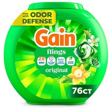 Gain 캡슐 세탁세제 76개입 1팩 오리지널 Gain Flings Liquid Washing Detergent Pacs Now with Odor Defense + Color G