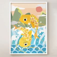 퍼플더스트 물고기 그림 잉어 민화