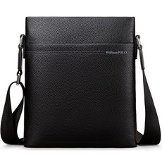 윌리엄폴로 남성 천연 소가죽 세로 크로스백 비즈니스 퓨어 소가죽 캐주얼 서류가방