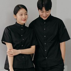 주방웨어 블랙 스탠딩카라 조리복 조리사복 주방유니폼 반팔조