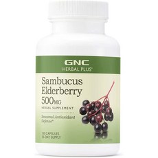GNC 엘더베리 삼부커스 500mg 100캡슐 x 1통Sambucus, 1개, 100정