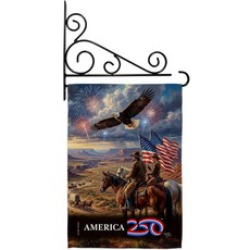 America 250 국기 프론티어 스피릿 독립 기념일 벽 홀더 세트 태피스트리 공식 라이선스 상품 캔버스 프린트 야드 사인 직물 직물 포스터 미국 250주년 기념 장식 선물