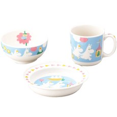 日本山加yamaka moomin嚕嚕米彩繪陶瓷兒童餐具 (MM1200-112), 3入組, 藍色, 1組