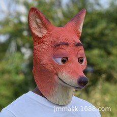 萬聖節動物頭套 瘋狂動物城朱迪乳膠面具 COS道具派對, 1個