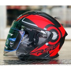RSV VENON 轉速 平黑紅 彩繪 半罩 內置墨鏡 3/4 階梯式鐵插扣 安全帽, 加購多層膜電金片 / 請註明尺寸