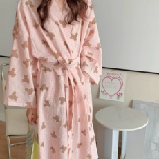 엘리무아 샤워가운/목욕가운/잠옷/로브, 1개, 베어핑크 가운