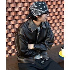 LEIRE 빈티지 워싱 레더 자켓 [브라운]