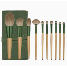 미룬토 부드러운 터치 메이크업 브러쉬 아이 블러셔 쉐딩 파우더 브러쉬 파우치 10종 1세트, 1개, 그린