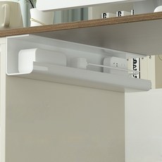 책상 아래 케이블 정리대 구멍 없이 설치 가능한 수납 박스H390, 1개, 흰색