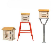 백엽상 새집형 기후 측정기 기상관측 원목 온도계, [01] 루버 + 철제 프레임 + 온습도 측정기