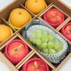 프리미엄 저탄소 혼합 과일선물세트(사과 3과 배3과 한라봉3과) 3.5kg 품질선별 당도보장 보자기 동봉, 1개