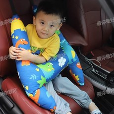 車載抱枕兒童車上後排睡覺神器汽車頭枕腰靠防勒脖可愛卡通睡護枕, 1個, 藍色恐龍睡枕