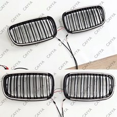 LED 라이트 블랙 그릴 ABS 프론트 교체용 후드 키드니 BMW E70 X5 2007