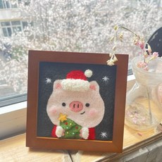 羊毛氈手作相框畫，可愛動物造型裝飾畫，適合送禮, 1個, 裝飾畫4