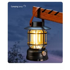 캠핑 랜턴 태양열충전식 감성 LED캠핑등 무드 조명 배터리 긴수명 빈티지, 1개, 업그레이드 블랙듀얼 리튬 배터리 48시간