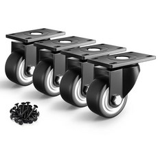 ANDUTEES 5.1cm(2인치) 캐스터 휠 브레이크가 있는 튼튼한 4개 세트 하중 272.2kg(600파운드) 산업용 회전 플레이트 블랙 잠금 캐스터 가구 및 작업대