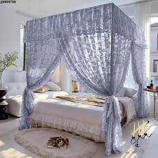 蚊帳家用 卧室 高顏值 2025新款法式蕾絲蚊帳公主風防蚊宮廷家用臥室三開門落地加密床幔, 公主玉【法式蕾絲帳紗】,1.8*2.0m單蚊帳【不含支架】