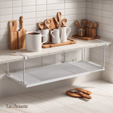 라슈에뜨 초간단 설치 주방 상부장 신발장 언더 선반 걸이형 길이조절 공간활용 확장형 다용도 선반, 화이트, 1개