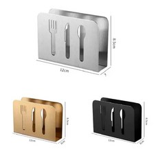 넵킨 홀더 스테인리스 스틸 골드 페이퍼 타올 거치대 서양 다이닝 레스토랑 커피숍 호텔 티슈 박스 가정 용품 중국 본토, 나이프 스푼 포크 냅킨 홀더 + 슈프림 블랙, 1개