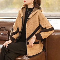 ORZQU 마더용 캐주얼 봄가을 더블페이스 긴팔 아우터